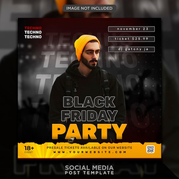 PSD Публикация в социальных сетях и шаблон веб-баннера club dj party flyer