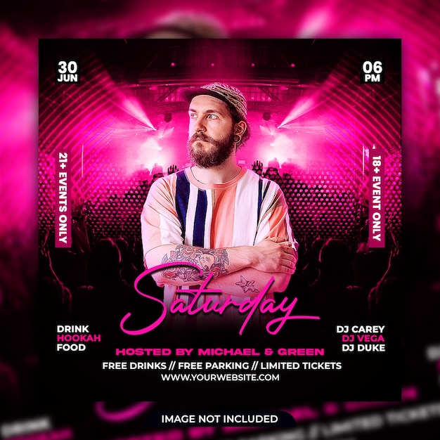 Публикация в социальных сетях и веб-баннер club dj party flyer