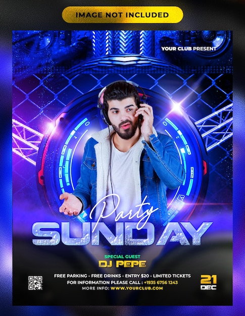 Club dj party flyer social media post design