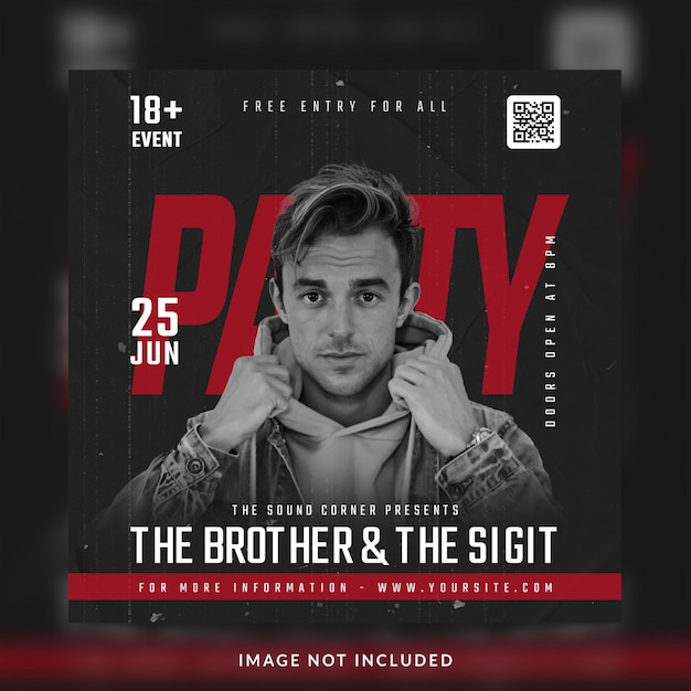 Club dj party flyer social media post en bannersjabloon