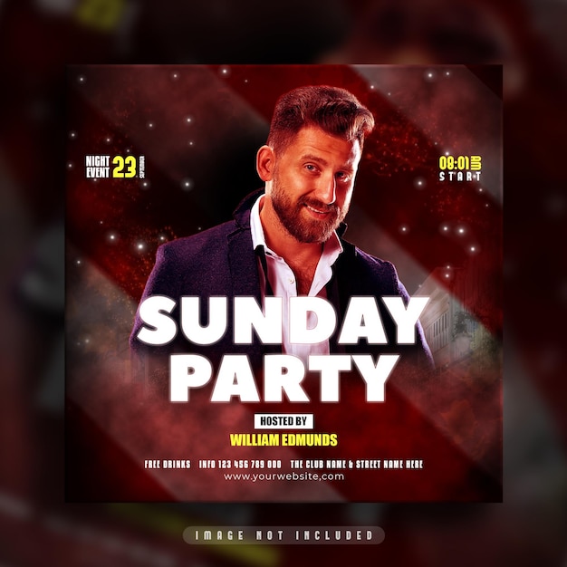 Club dj party flyer social media post en instagram post