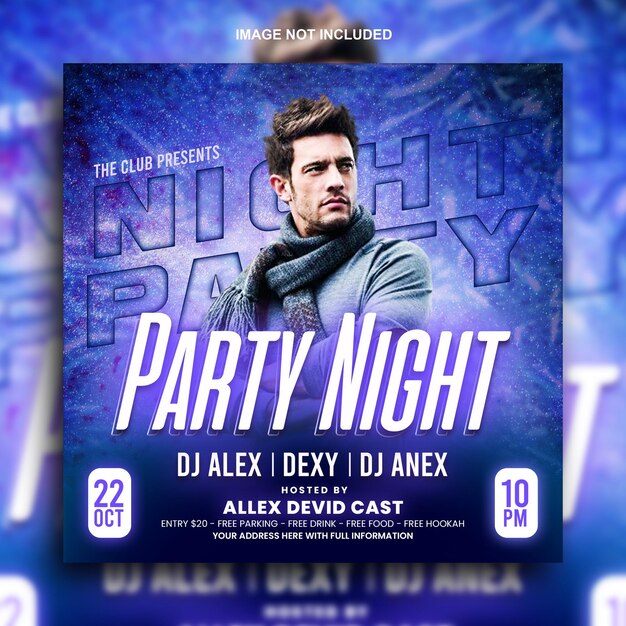 Club dj party flyer social media post en webbanner ontwerp