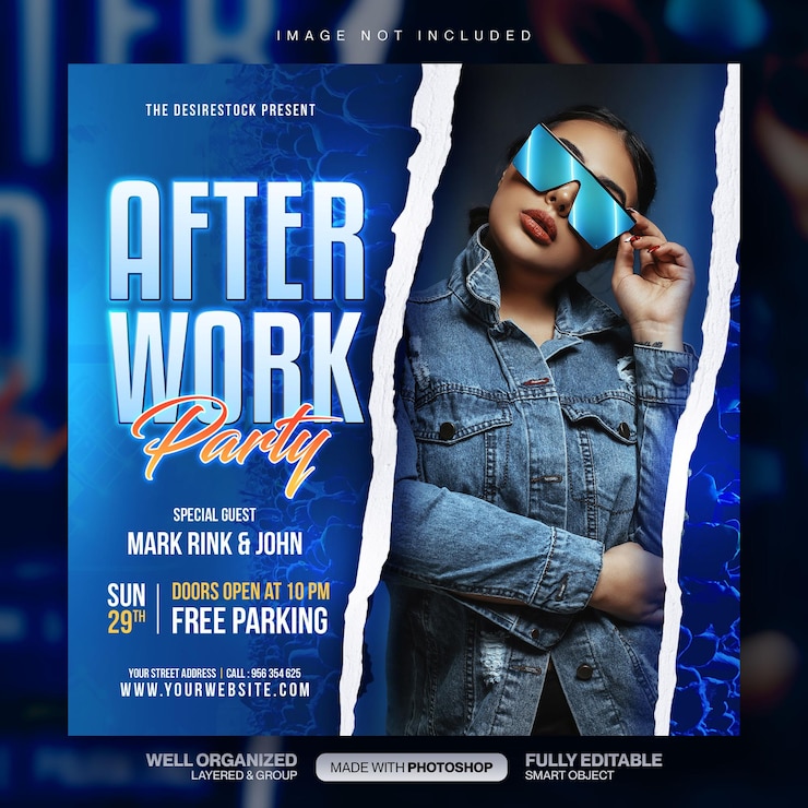 PSD club dj party flyer social media post en webbanner