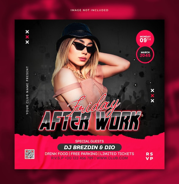 PSD club dj party flyer social media post en webbanner