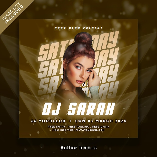 Club dj party flyer social media post en webbanner