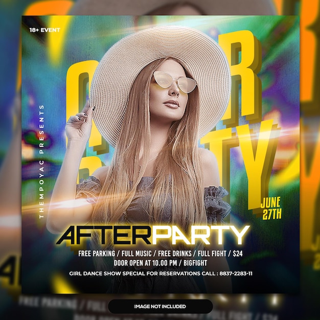 Club dj party flyer social media post en webbanner