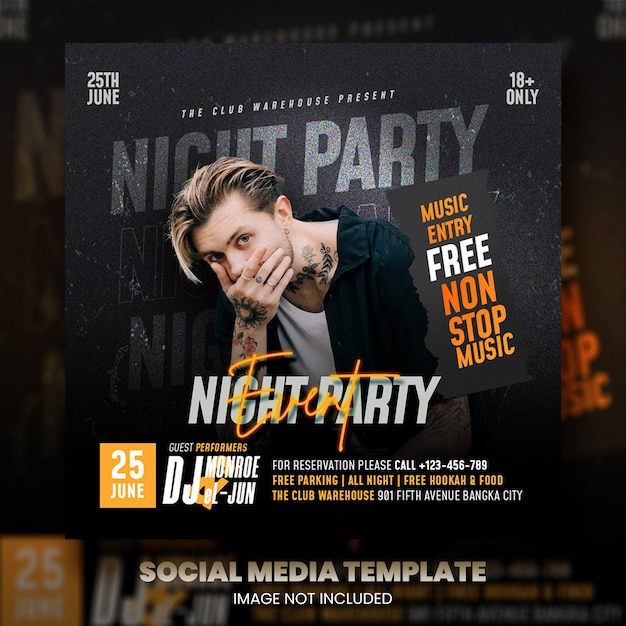 Club dj party flyer social media post en webbanner