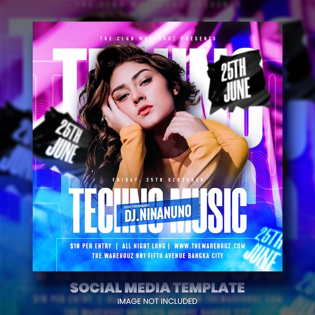 Club dj party flyer social media post en webbanner