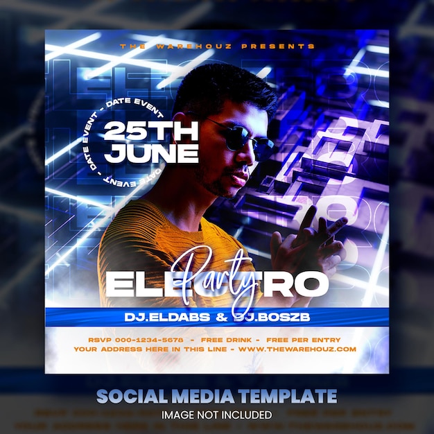 Club dj party flyer social media post en webbanner