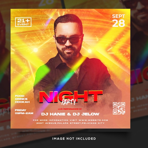 Club dj party flyer social media post en webbanner