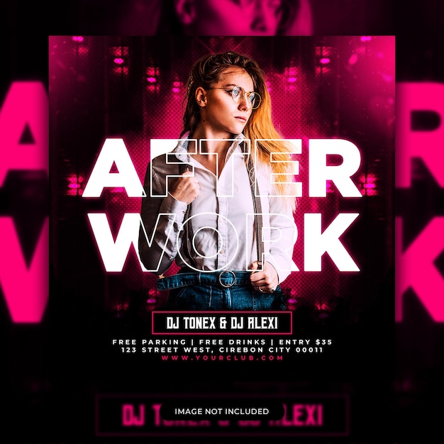 Club dj party flyer social media post en webbanner