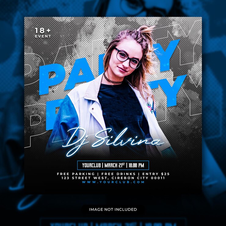 Club dj party flyer social media post en webbanner