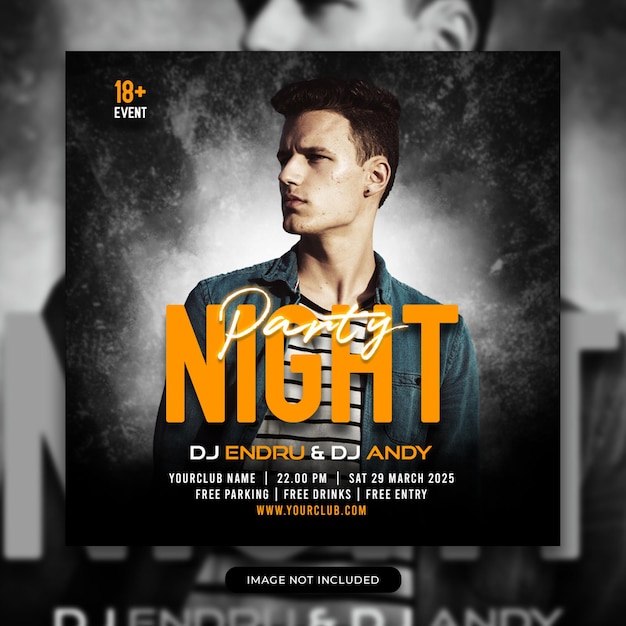 Club dj party flyer social media post en webbanner