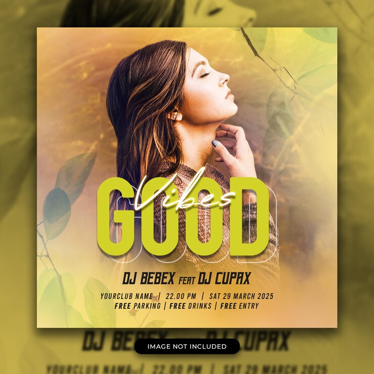 Club dj party flyer social media post en webbanner