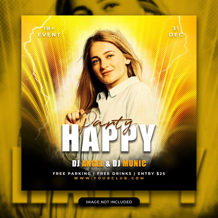 Club dj party flyer social media post en webbanner