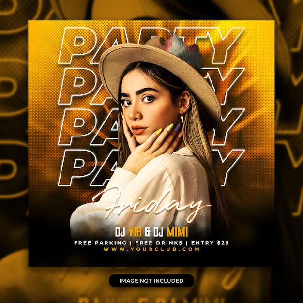 Club dj party flyer social media post en webbanner