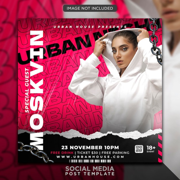 Club dj party flyer social media post en webbannersjabloon