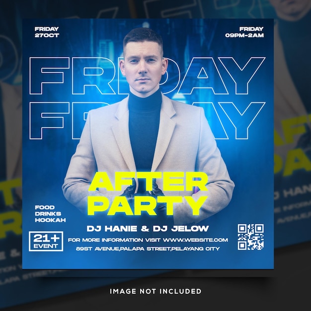 Club DJ Party Flyer Social Media Post en websjabloon voor spandoek