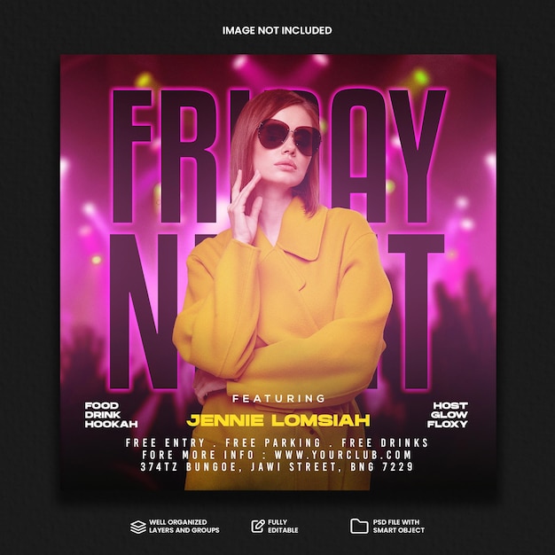Club DJ Party Flyer Social Media Post i szablon banera internetowego