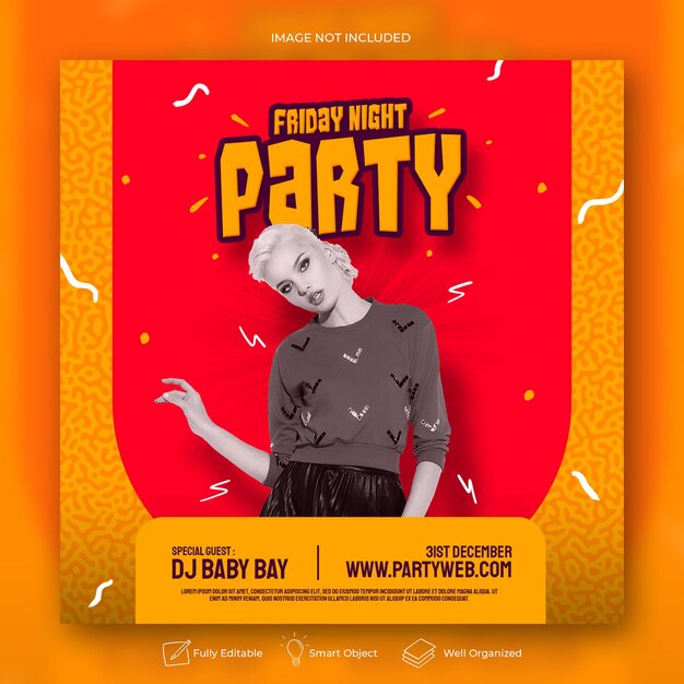Club DJ Party Flyer Social Media Post i szablon banera internetowego