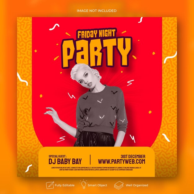 Club Dj Party Flyer Social Media Post I Szablon Banera Internetowego