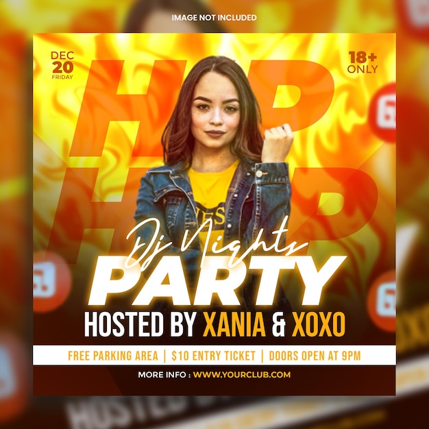 PSD club dj party flyer social media post or instagram banner