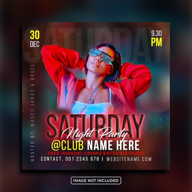 Club dj party flyer social media post of webbannersjabloon