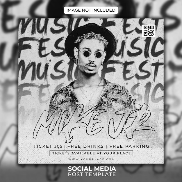 PSD club dj party flyer social media post template and web banner template