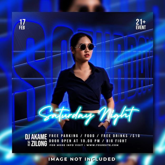 Club dj party flyer social media post template