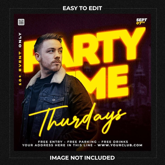 club dj party flyer social media post template