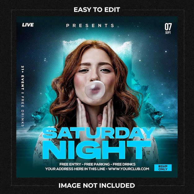 PSD club dj party flyer social media post template