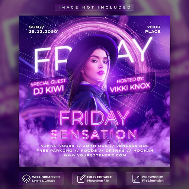 Club DJ Party Flyer and Social Media Post Template