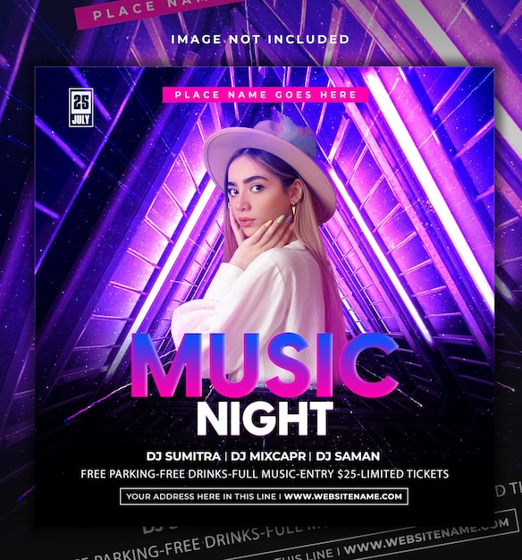 PSD club dj party flyer social media post template