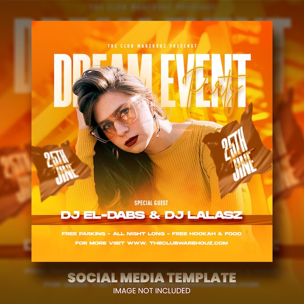 PSD club dj party flyer social media post and web banne