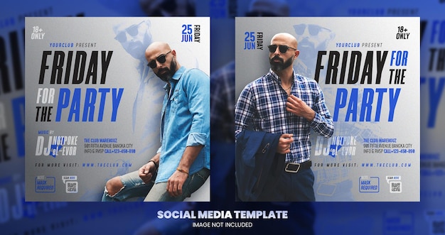 PSD club dj party flyer social media post e banner web premium psd