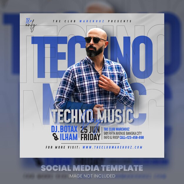 Club dj party flyer social media post e banner web premium psd