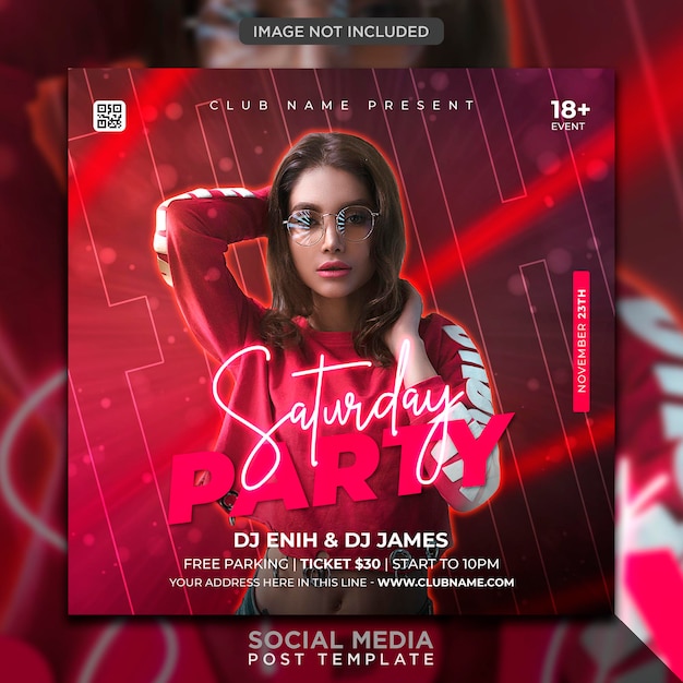 Modello di post sui social media e banner web per club dj party flyer