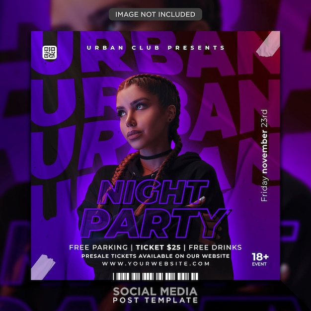 Club dj party flyer social media post and web banner template