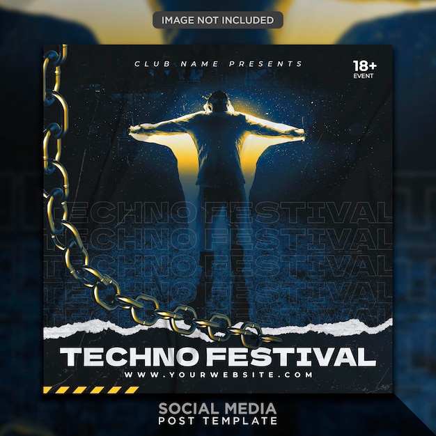 Club dj party flyer social media post and web banner template