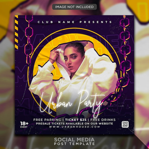 Club dj party flyer social media post and web banner template