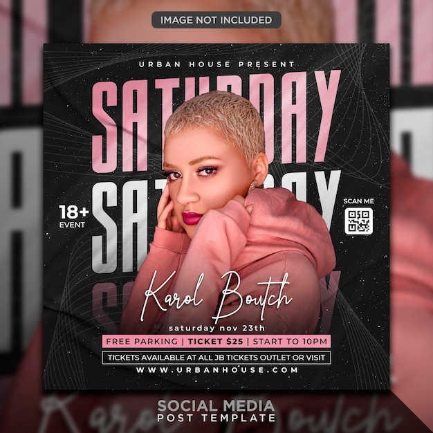 Club dj party flyer social media post and web banner template