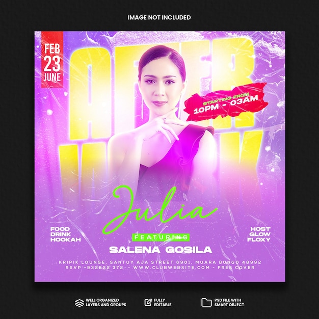 Club dj party flyer social media post and web banner template