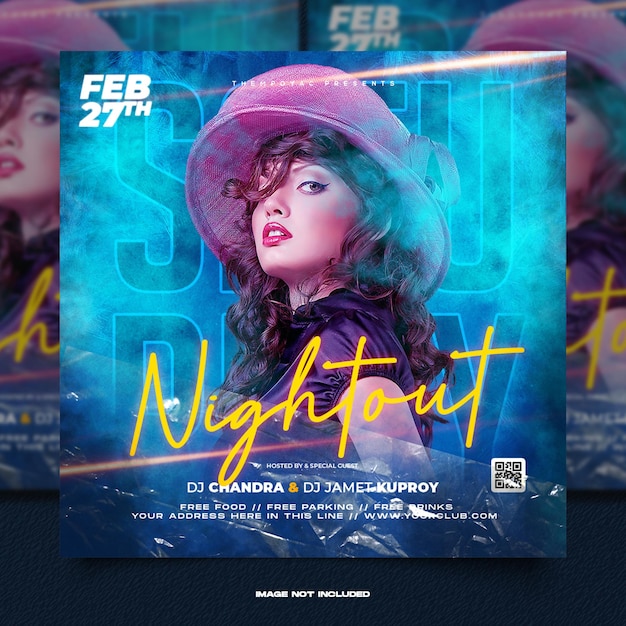 Club dj party flyer social media post and web banner template