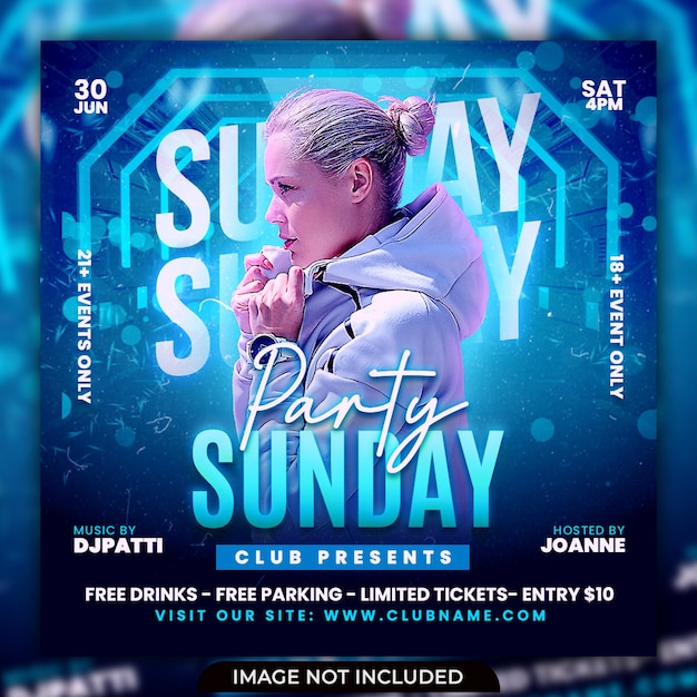 Club dj party flyer social media post and web banner template