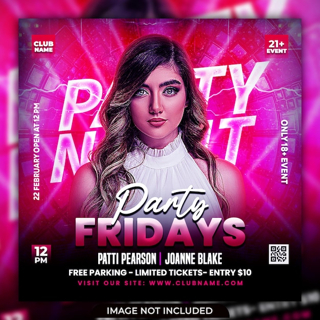 Club dj party flyer пост в социальных сетях и шаблон веб-баннера