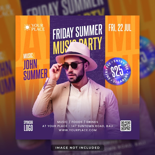 Club dj party flyer social media post and web banner template