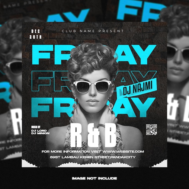 Club dj party flyer social media post and web banner template