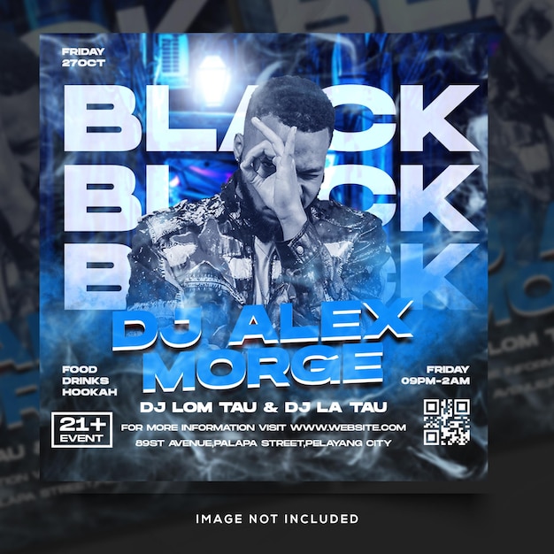 Club dj party flyer social media post and web banner template