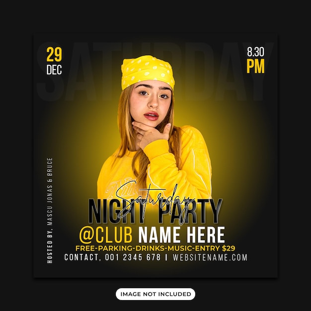 PSD club dj party flyer social media post or web banner template