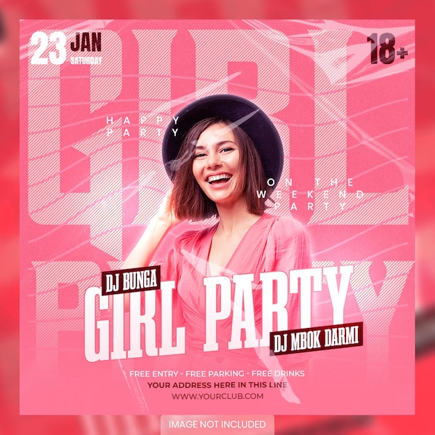 PSD club dj party flyer social media post and web banner